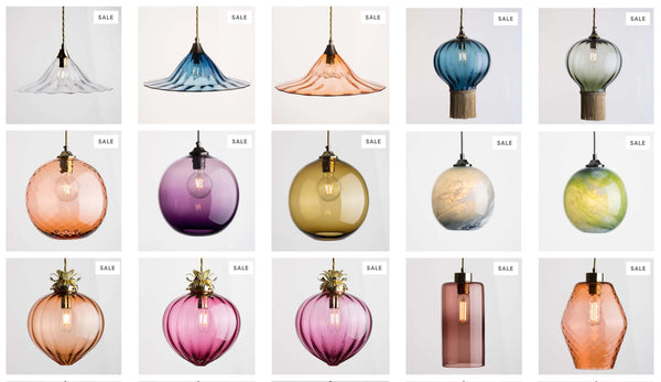 Sample sale glass pendant lighting from Rothschild & Bickers