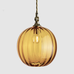 Finial Pendant_Amber Optic Glass_Polished Brass