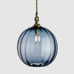 Finial Pendant_Denim Optic Glass_Polished Brass