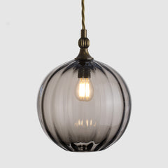 Finial Pendant_Grey Optic Glass_Antique Brass