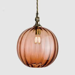 Finial Pendant_Peach Optic Glass_Polished Brass