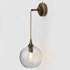 Hanging petite wall light sconce_Clear Diamond glass_antique brass