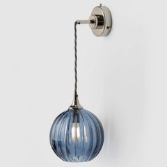 Hanging petite wall light sconce_optic Denim glass_Polished Nickel