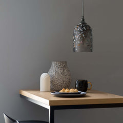 Terrazzo textured glass light shade over kitchen table by Rothschild & Bickers