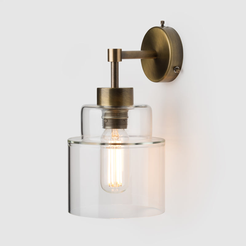 Lighting Wall Sconce with stepped glass shade_Empire_Antique Brass