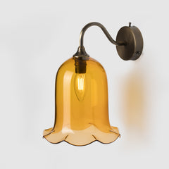 Nouveau_amber color glass_wall sconce_antique brass