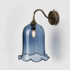 Nouveau _denim blue color glass_wall sconce_antique brass