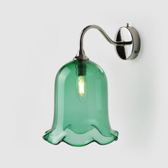 Nouveau_green color glass_wall sconce_polished nickel