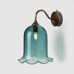 Nouveau_teal color glass_wall sconce_antique brass