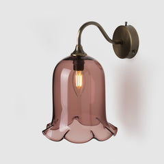 Nouveau_Tea pink color glass_wall sconce_antique brass