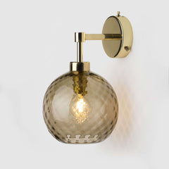 smoke bronze diamond glass wall sconce in polished brass