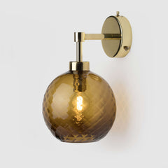 Diamond glass wall sconce in polished brass