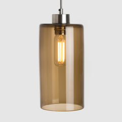 Smoke bronze glass cylinder lamp shade suspension pendant
