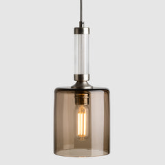 Fluted_reeded glass Pillar Pendant_mouth-blown bronze glass lighting
