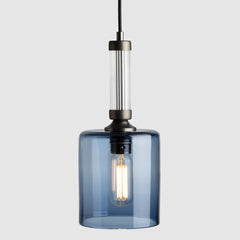 Fluted_reeded glass Pillar Pendant_mouth-blown Denim glass lighting