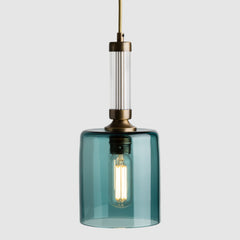 Fluted_reeded glass Pillar Pendant_mouth-blown steel glass lighting
