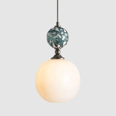Decorative Pendant Light, Terrazzo and opaque white glass