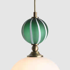 Striped green frosted and opal white glass lighting