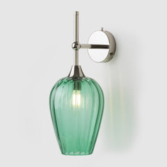 Retro Petite Wall Sconce_Green Coloured Glass_Polished Nickel Wall Arm
