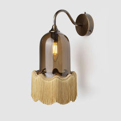 Option: Bronze Glass Satinwood Gold Fringe