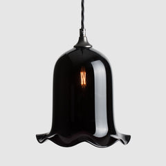 Black Nouveau bell shaped glass light