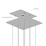 Drawing of large ceiling plate for hanging multiple pendant lights by Rothschild & Bickers