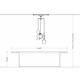 Drawing for decorative metal chandelier with pendant lighting by Rothschild & Bickers over table