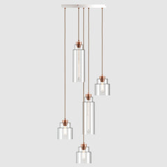 Ceiling lighting feature-Empire Pendant - Polished Copper, 5 Drop Cluster-Rothschild & Bickers