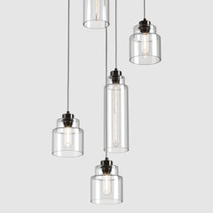Ceiling lighting feature-Empire Pendant - Polished Zinc, 5 Drop Cluster-Rothschild & Bickers