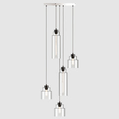 Ceiling lighting feature-Empire Pendant - Polished Zinc, 5 Drop Cluster-Rothschild & Bickers