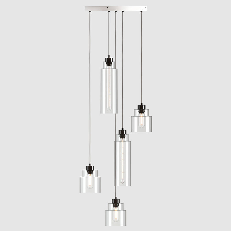 Ceiling lighting feature-Empire Pendant - Polished Zinc, 5 Drop Cluster-Rothschild & Bickers