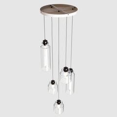 Ceiling lighting feature-Empire Pendant - Polished Zinc, 5 Drop Cluster-Rothschild & Bickers
