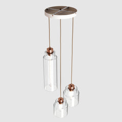 Ceiling lighting feature-Empire Pendant - Polished Copper, 3 Drop Cluster-Rothschild & Bickers