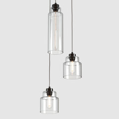 Ceiling lighting feature-Empire Pendant - Polished Zinc, 3 Drop Cluster-Rothschild & Bickers