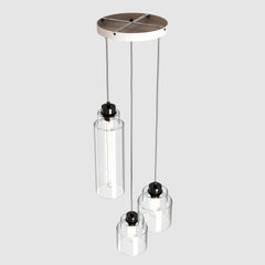 Ceiling lighting feature-Empire Pendant - Polished Zinc, 3 Drop Cluster-Rothschild & Bickers