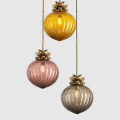 Ceiling lighting feature-Flora Pendant Standard - Warm, 3 Drop Cluster-Rothschild & Bickers