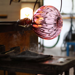 Flora Pendant Large-Ribbed glass globe light-Rothschild & Bickers