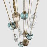 Large multi drop ceiling plate with coloured blown glass pendant lighting
