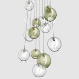 Large multi drop ceiling plate with coloured blown glass pendant lighting