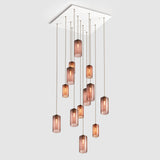 Large multi drop ceiling plate with coloured blown glass pendant lighting