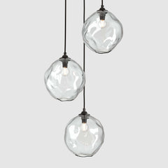 Ceiling lighting feature-Liquid Light Standard - Matte Bronze, 3 Drop Cluster-Rothschild & Bickers