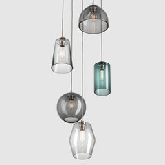 Ceiling lighting feature-Pick-n-Mix Combo Large - Plain, Cool, 5 Drop Cluster-Rothschild & Bickers