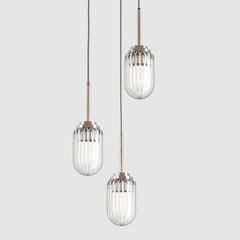 Ceiling lighting feature-Ship Light - Polished Nickel, 3 Drop Cluster-Rothschild & Bickers
