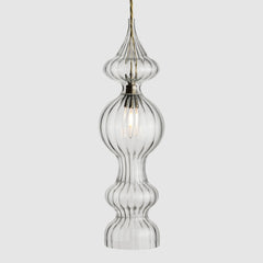 Ornate clear glass lights-Spindle Pendant 4 Bubble-Antique Brass-Rothschild & Bickers