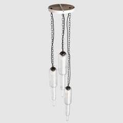 Ceiling lighting feature-Tiered Light - Matte Bronze, 3 Drop Cluster-Rothschild & Bickers