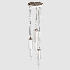 Ceiling lighting feature-Tiered Light - Polished Nickel, 3 Drop Cluster-Rothschild & Bickers