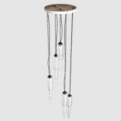 Ceiling lighting feature-Tiered Light - Matte Bronze, 5 Drop Cluster-Rothschild & Bickers