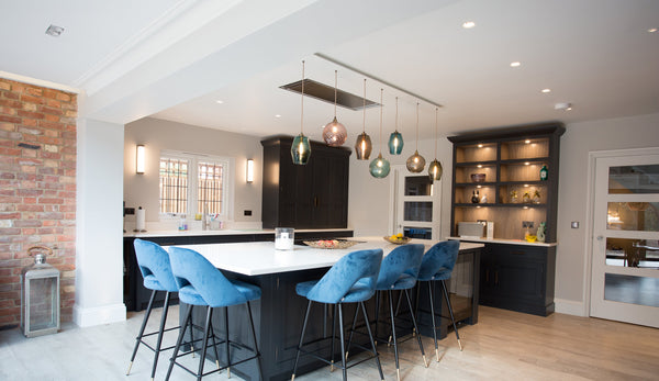 Inspiration-Staggered pendants over kitchen island-Rothschild & Bickers