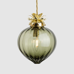 Flora Pendant Standard-Ribbed glass globe light-Eel-Rothschild & Bickers