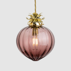 Flora Pendant Standard-Ribbed glass globe light-Tea-Rothschild & Bickers